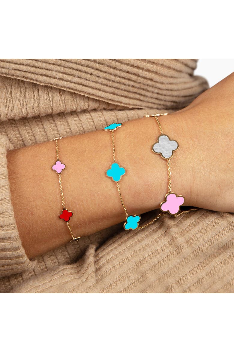 Small Turquoise Clover Bracelet, Alternate, color, Turquoise