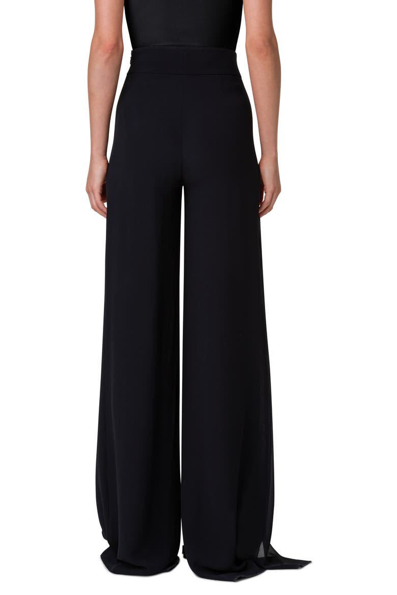 Fellia Split Hem Silk Georgette Pants, Alternate, color, BLACK