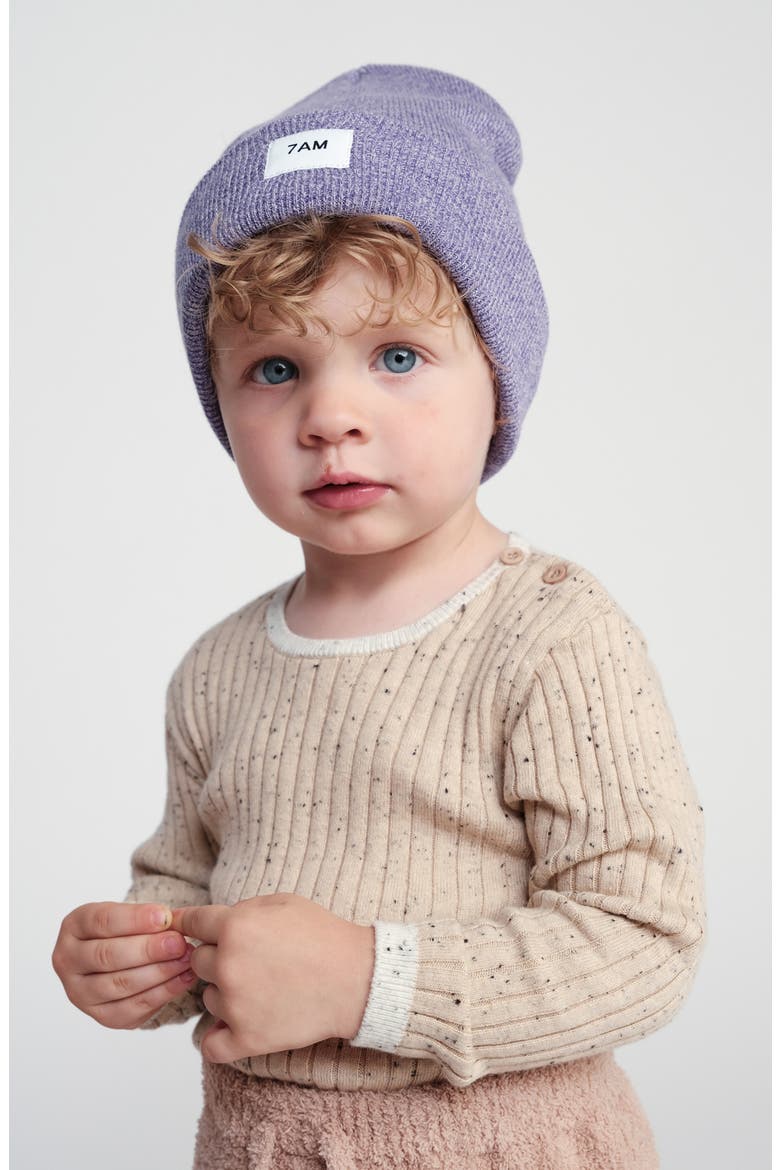 Kids' Heathered Beanie, Alternate, color, PURPLE