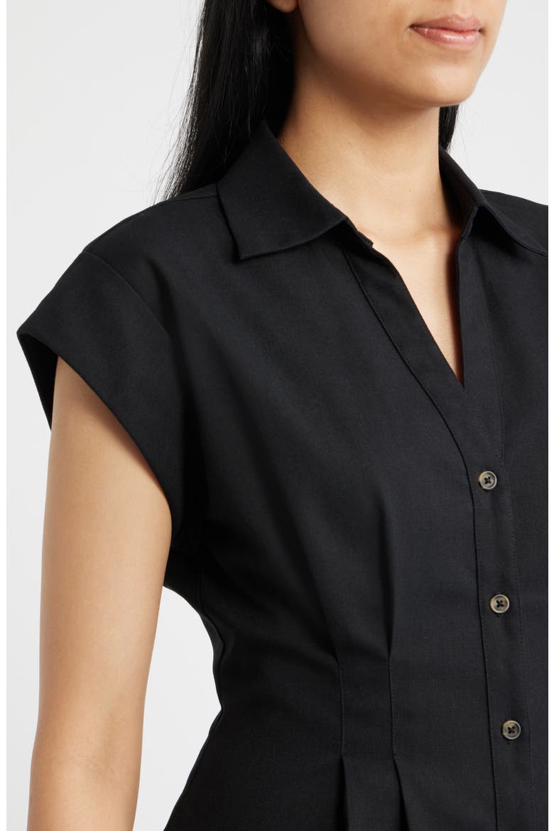 Short Sleeve Shirtdress, Alternate, color, BLACK