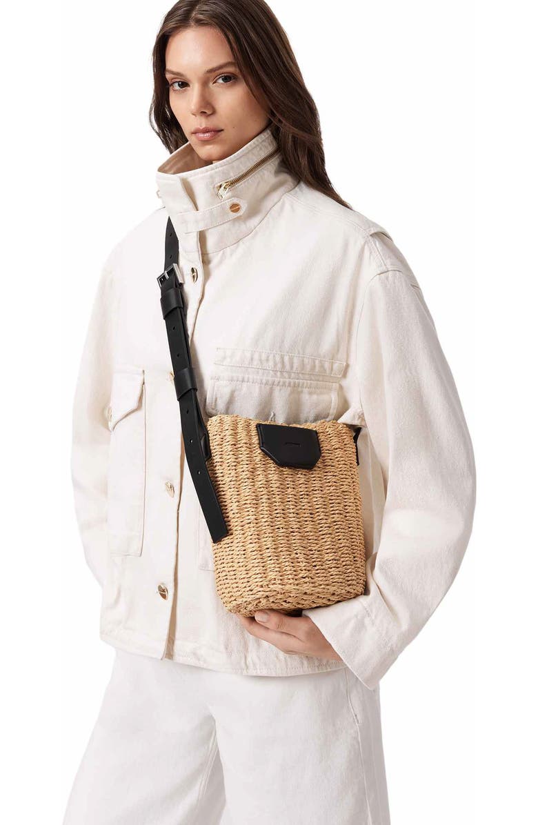 AllSaints Alba Straw Crossbody Bag, Alternate, color, Natural