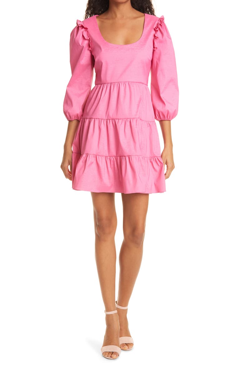 Avena Tiered Dress, Main, color, CARMINE ROSE