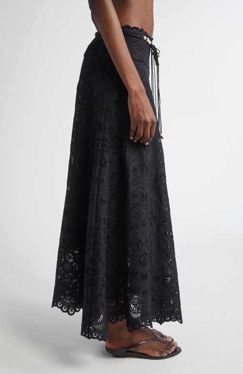 ZIMMERMANN ZIMMERMANN RHIANNON GUIPURE LACE TRIM COTTON MAXI SKIRT