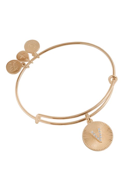 Pave Starburst Texture Initial Bangle Bracelet