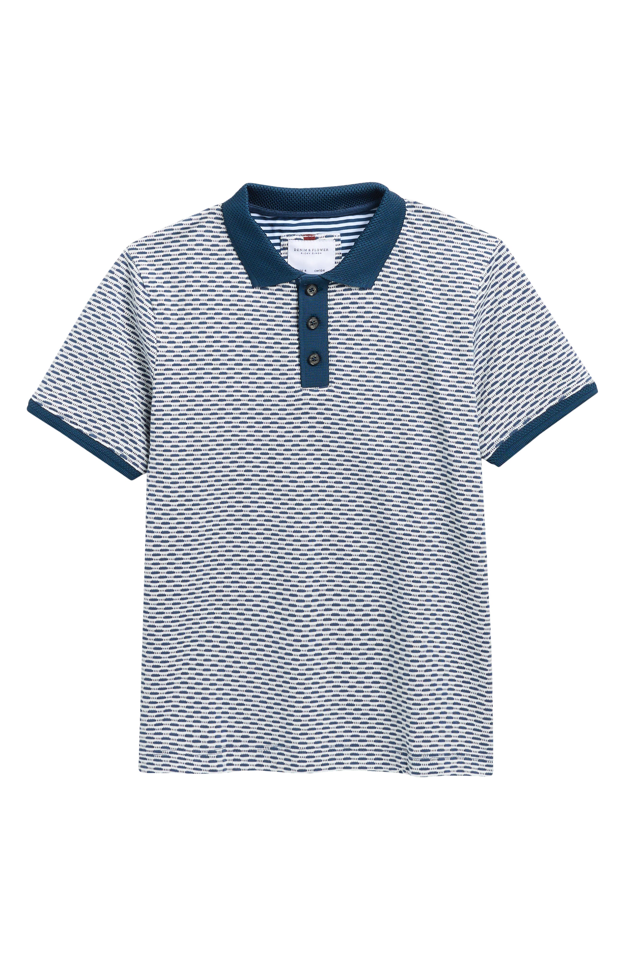 DENIM AND FLOWER Kids' Contrast Trim Cotton Knit Polo