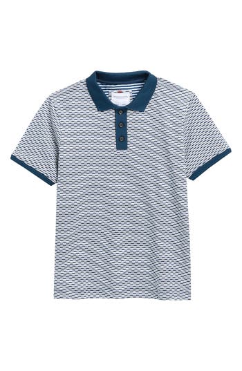 Denim And Flower Kids' Contrast Trim Cotton Knit Polo In Blue