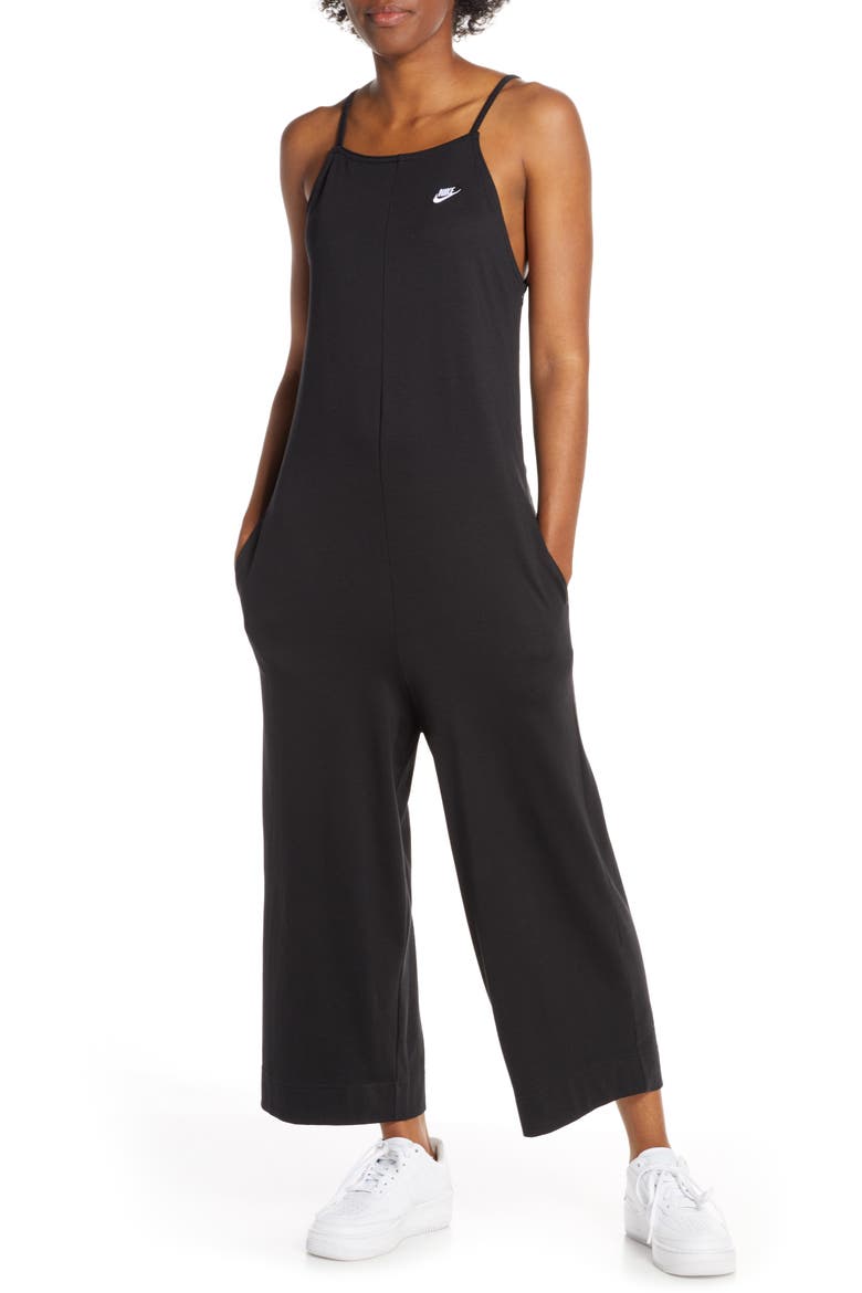 Sportswear Wide Leg Jumpsuit, Main, color, BLACK/ BLACK/ WHITE