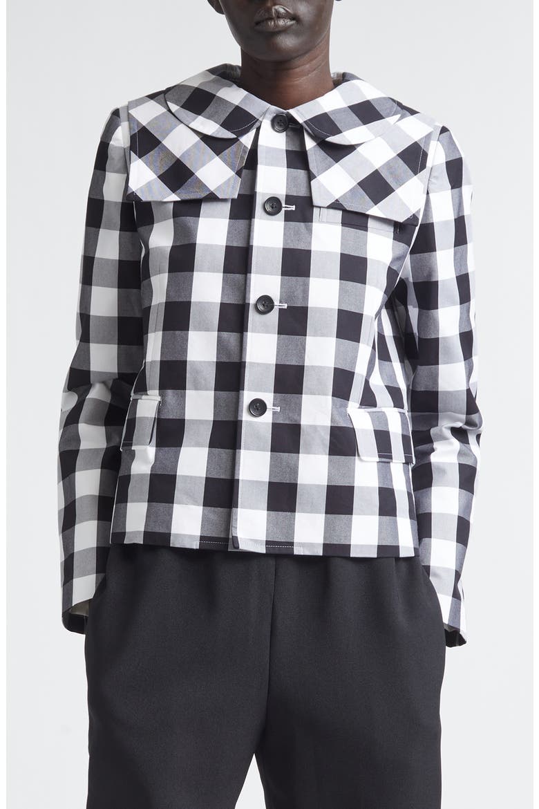 Big Gingham Cotton Jacket, Main, color, BLACK