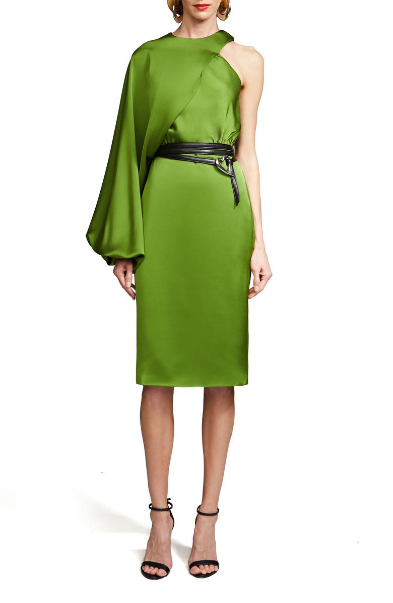 HALSTON Christa One-Shoulder Satin Cocktail Dress, Main, color, 