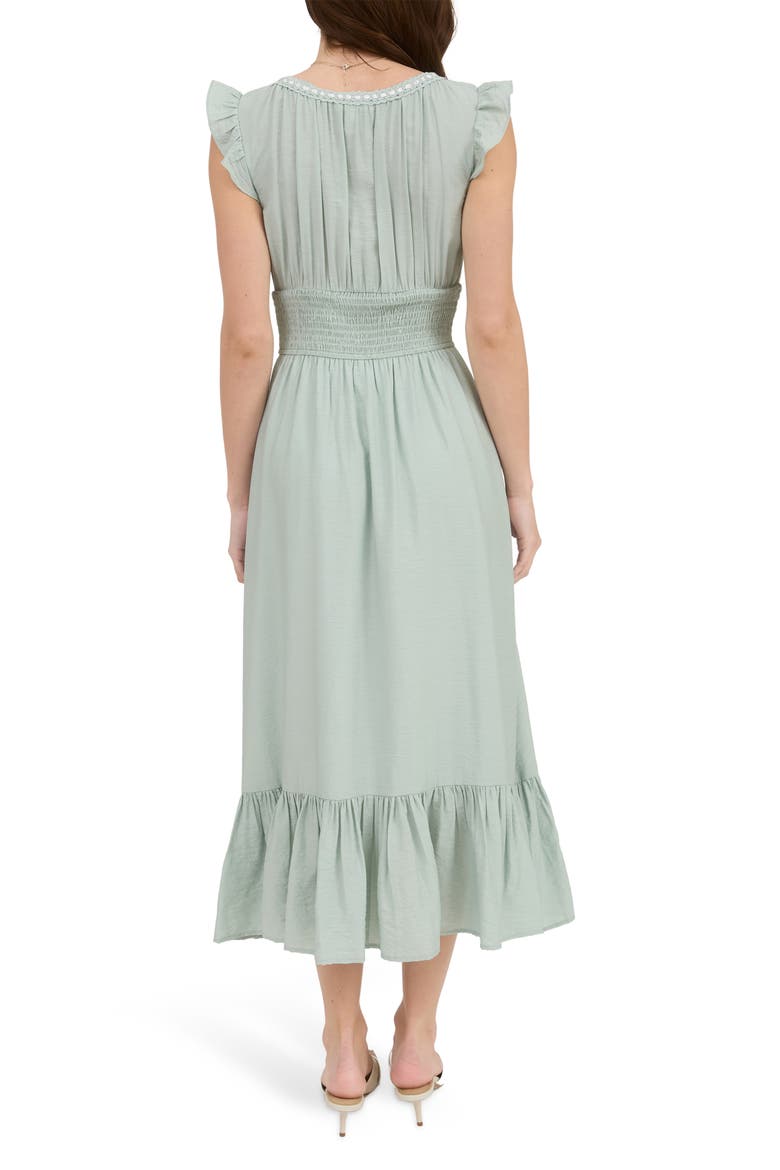 Smocked Waist Midi Dress, Alternate, color, DUSTY SAGE