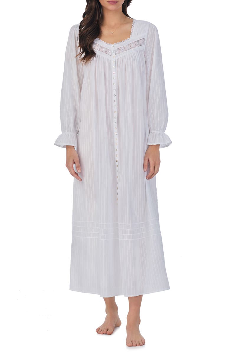 Eileen West Long Sleeve Cotton Dobby Nightgown, Main, color,