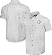 NFL X DARIUS RUCKER Men's NFL x Darius Rucker Collection by Fanatics White Pittsburgh Steelers Woven Short Sleeve Button Up Shirt