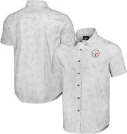 NFL X DARIUS RUCKER Men's NFL x Darius Rucker Collection by Fanatics White Pittsburgh Steelers Woven Short Sleeve Button Up Shirt