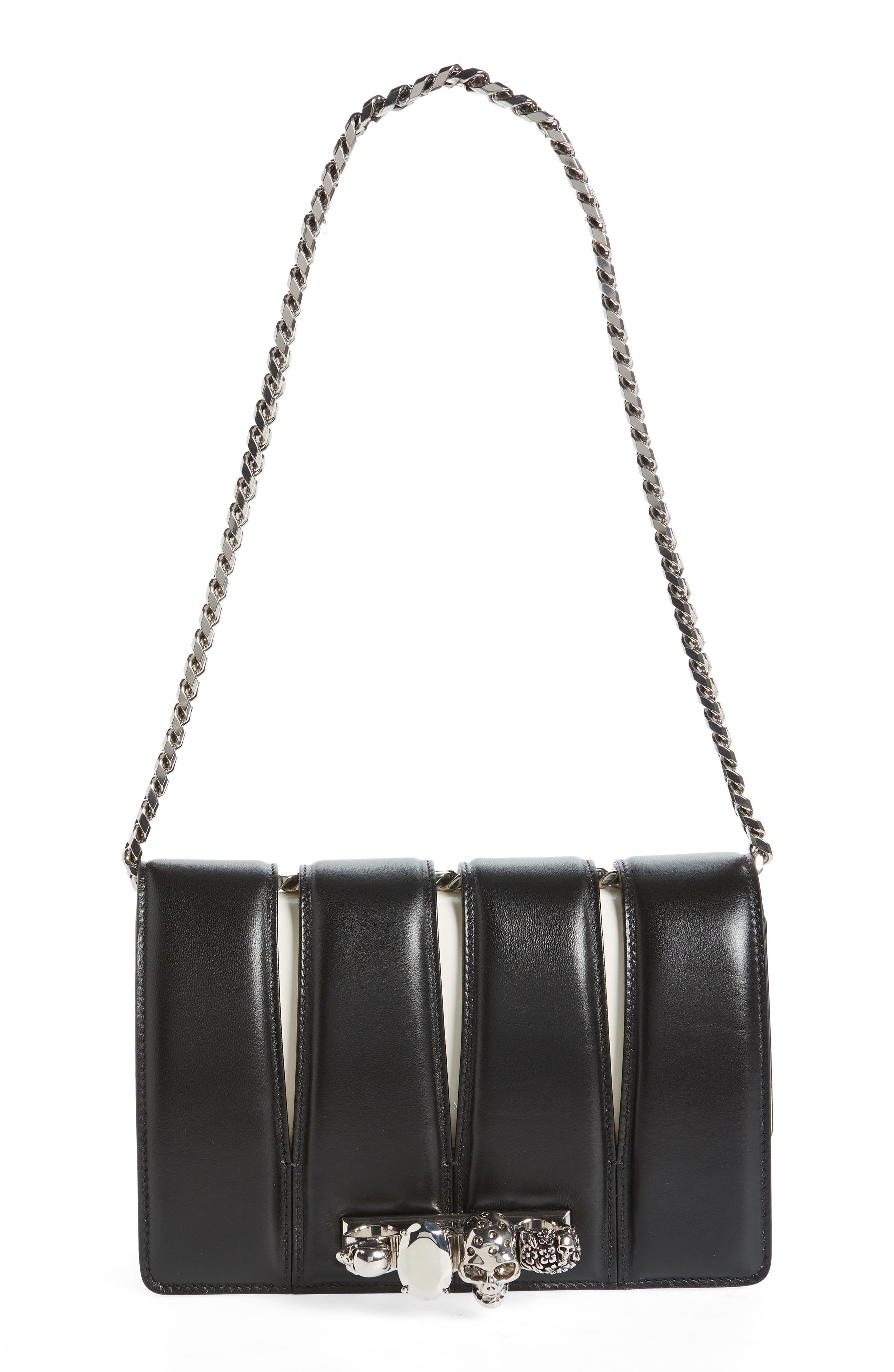 McQueen Slash Cutout Knuckle Colorblock Leather Clutch, Main, color, 