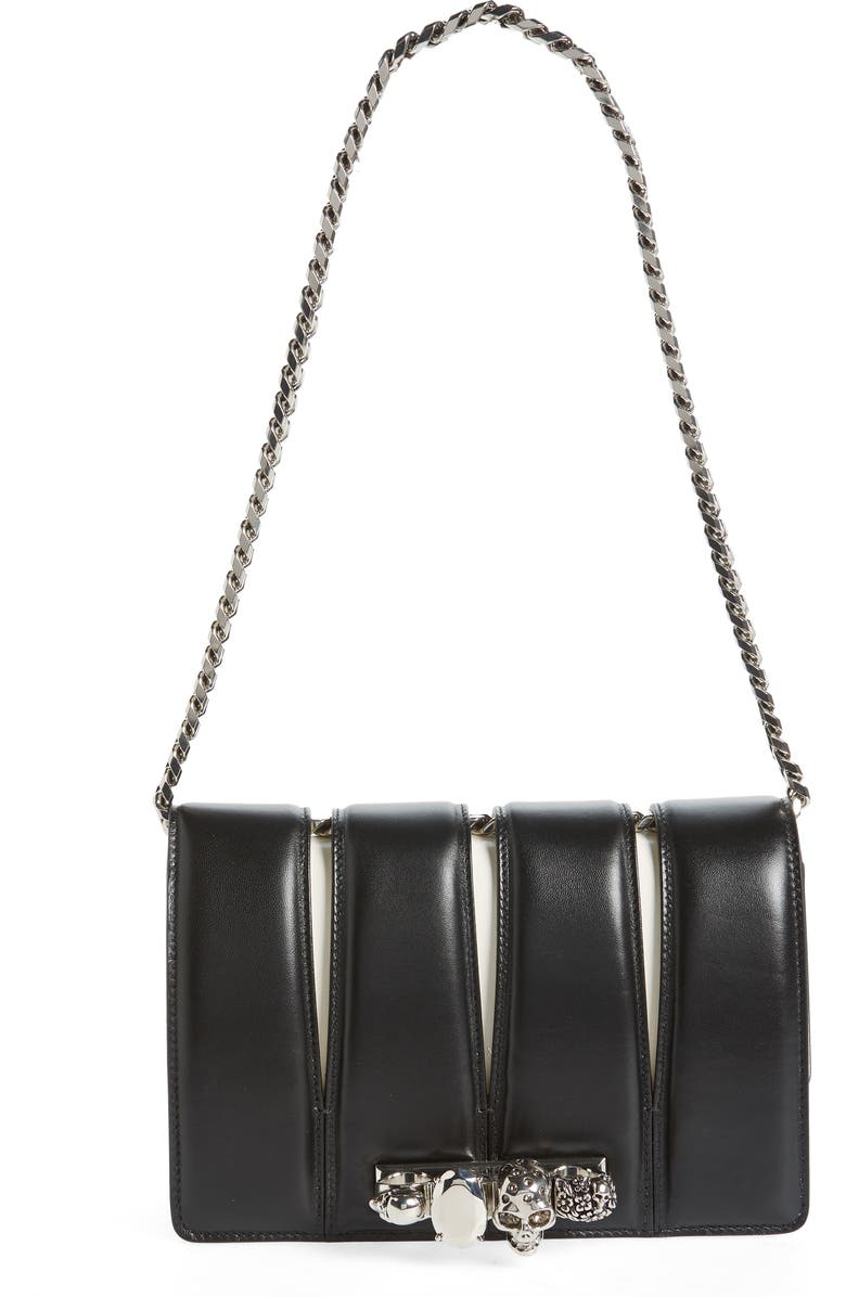 McQueen Slash Cutout Knuckle Colorblock Leather Clutch, Main, color,