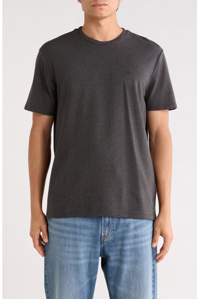 Classic Fit Heathered Stretch Cotton Piqué T-Shirt, Main, color, CHARCOAL HEATHER