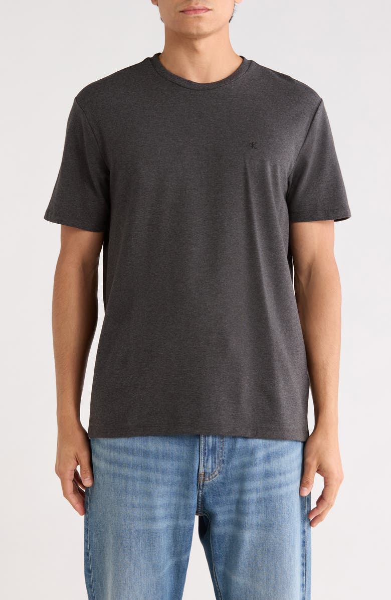 Calvin Klein Classic Fit Heathered Stretch Cotton Piqué T-Shirt, Main, color, Charcoal Heather