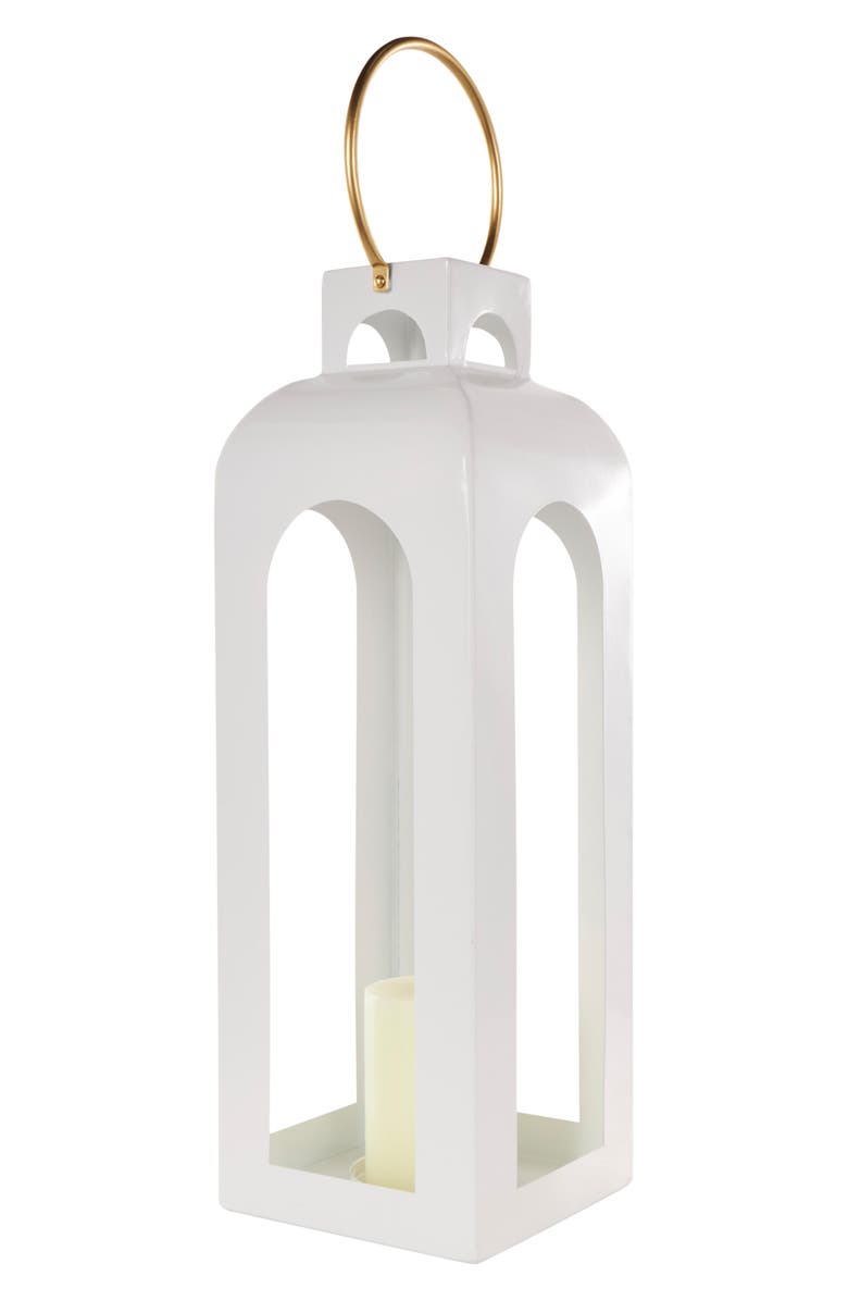 GINGER BIRCH STUDIO White Metal Candle Lantern, Alternate, color, White