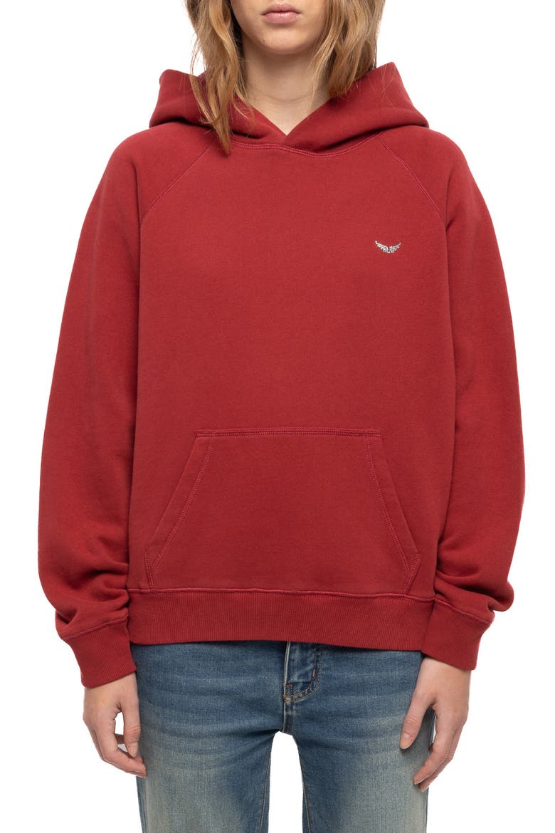 Georgy Mo Tour Lips Strass Hoodie, Main, color, CHERRY