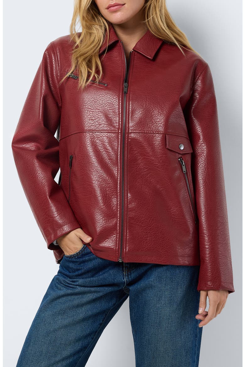 Gwen Faux Leather Jacket, Main, color, SPICED APPLE