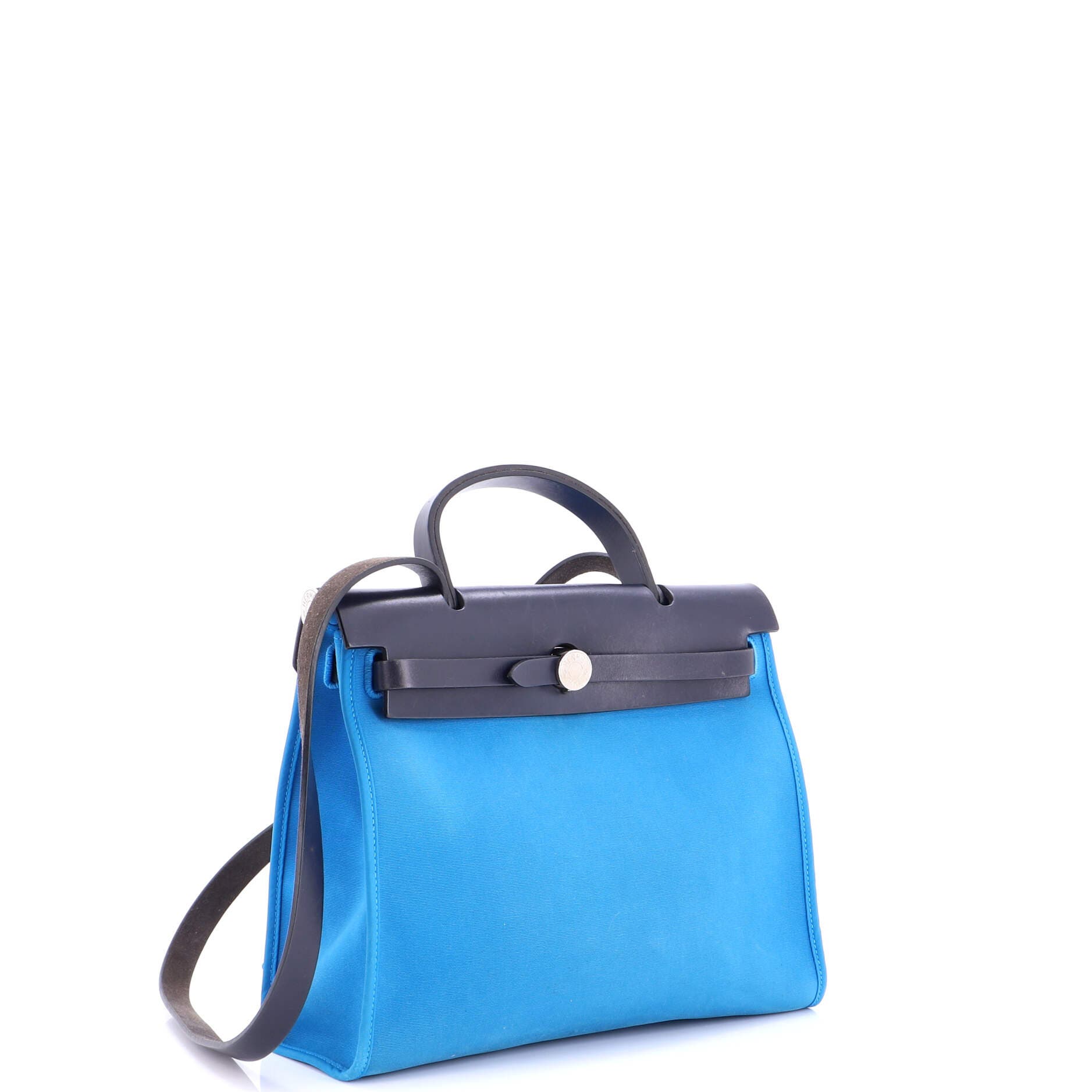 Pre-Owned Hermes Herbag Zip Leather and Toile 31, Alternate, color, Bleu Zanzibar