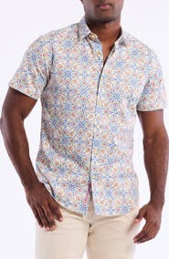 Robert Graham Holmes Short Sleeve Cotton Dress Shirt