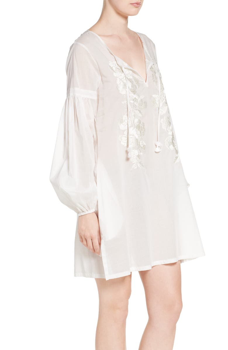 Natori Cebu Peasant Sleep Shirt, Alternate, color, Warm White