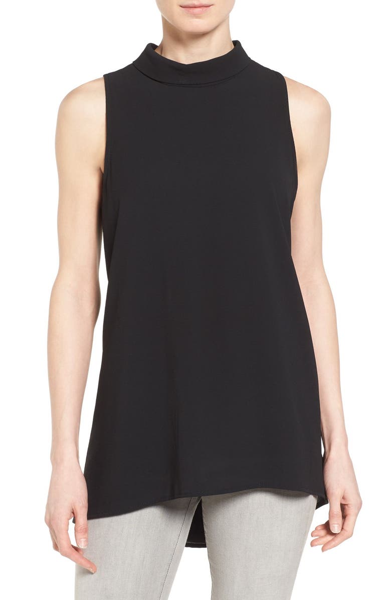 Bobeau Mock Neck Sleeveless High/Low Tunic, Main, color,