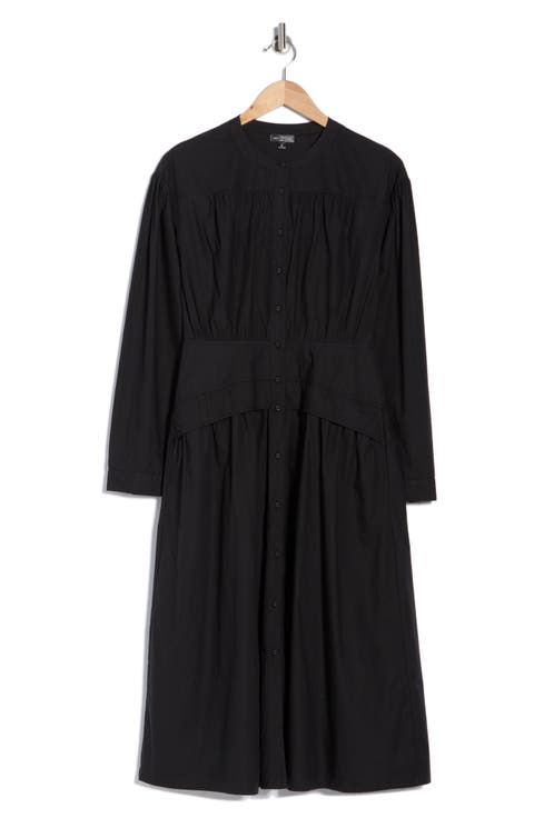 Long Sleeve Button Front Cotton Dress