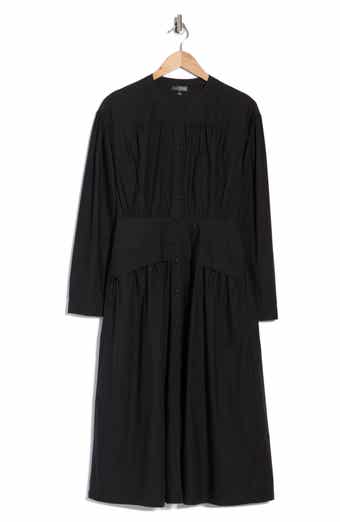 AREA STARS Long Sleeve Button Front Cotton Dress