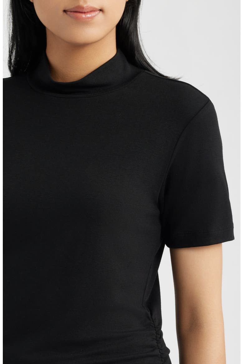 Short Sleeve Mock Neck Top, Alternate, color, BLACK