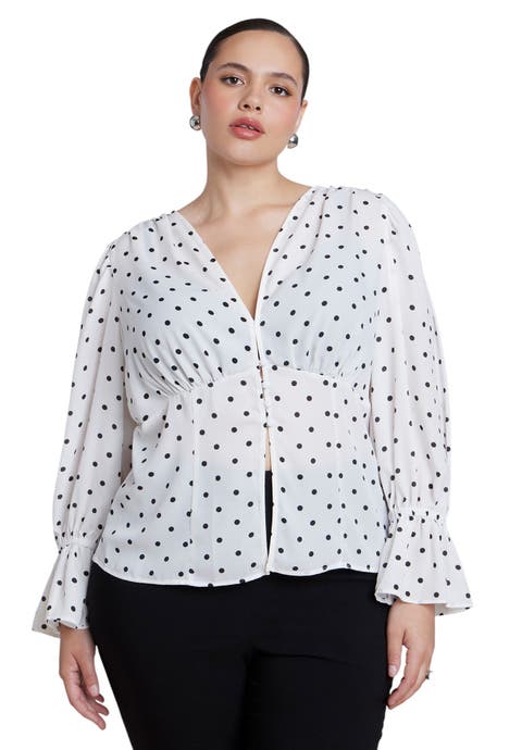 Printed Puff Sleeve Top (plus)