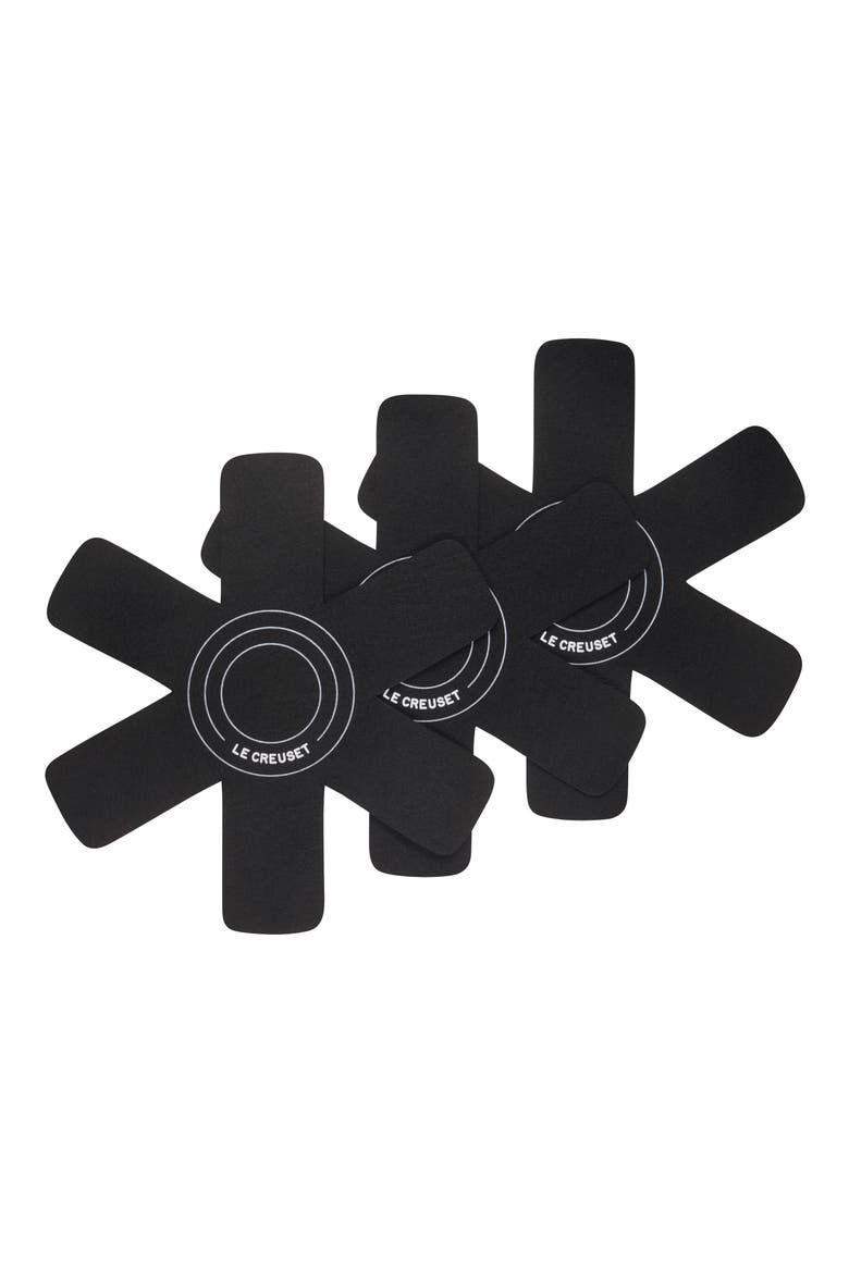 Set of 3 Felt Pan Protectors, Alternate, color, BLACK