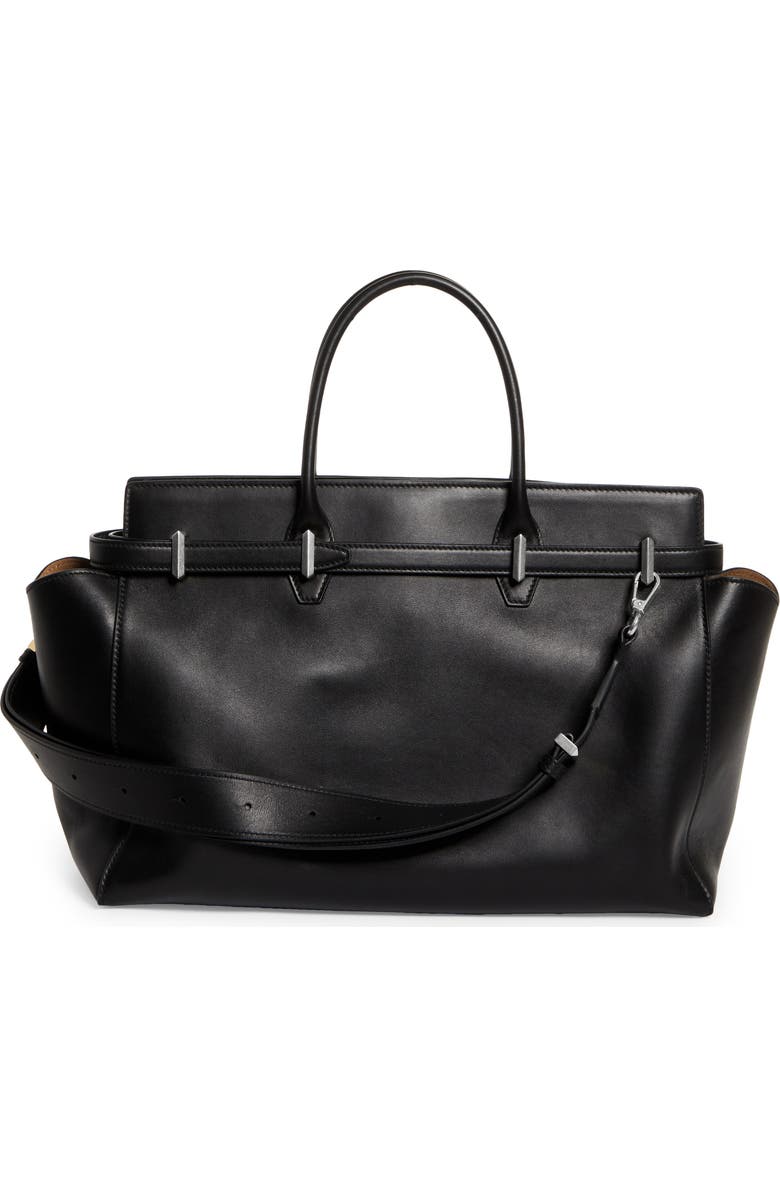 Jimmy Choo Medium Diamond Leather Belted Tote, Alternate, color, Black/ Antique Silver