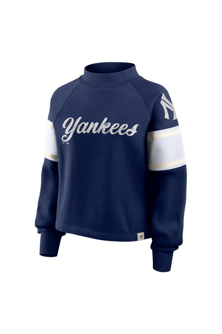 Women's Fanatics Navy New York Yankees Oversized Toss Sweep Raglan Pullover Sweatshirt, Alternate, color, Navy