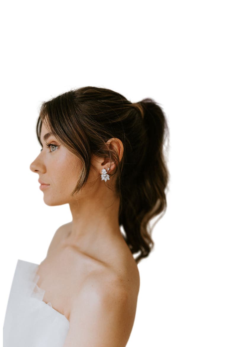 Carla Crystal Stud Earrings, Alternate, color, Silver