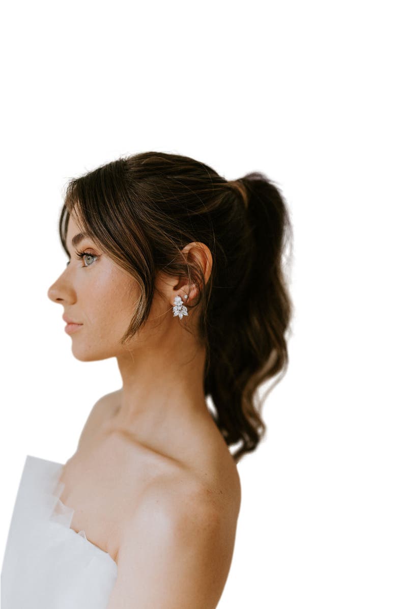 Untamed Petals Carla Crystal Stud Earrings, Alternate, color, Silver