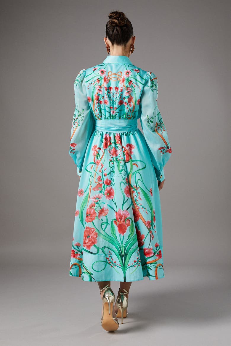 Border Print Organza Shirt Dress, Alternate, color, Mint
