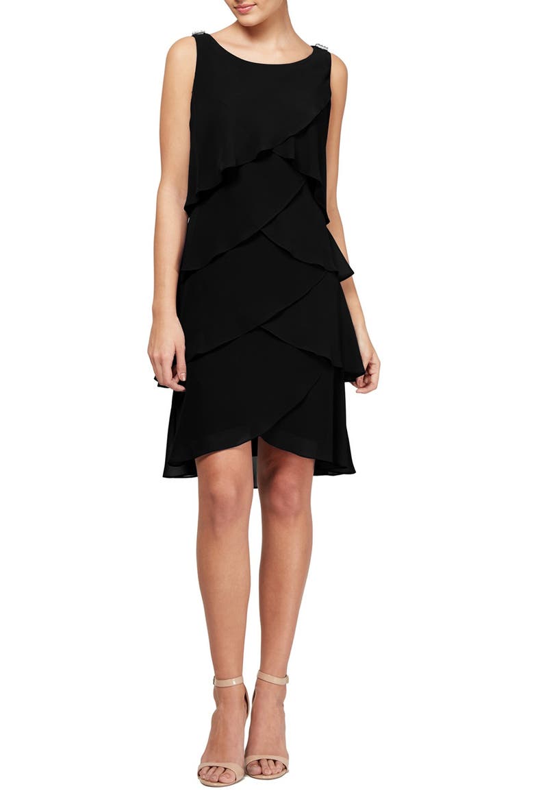 Tulip Chiffon Dress, Main, color, BLACK