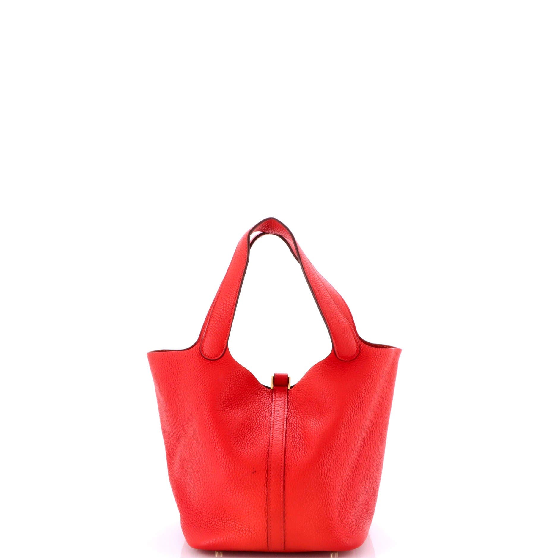 Pre-Owned Hermes Picotin Lock Bag Clemence MM, Alternate, color, Rouge De Coeur