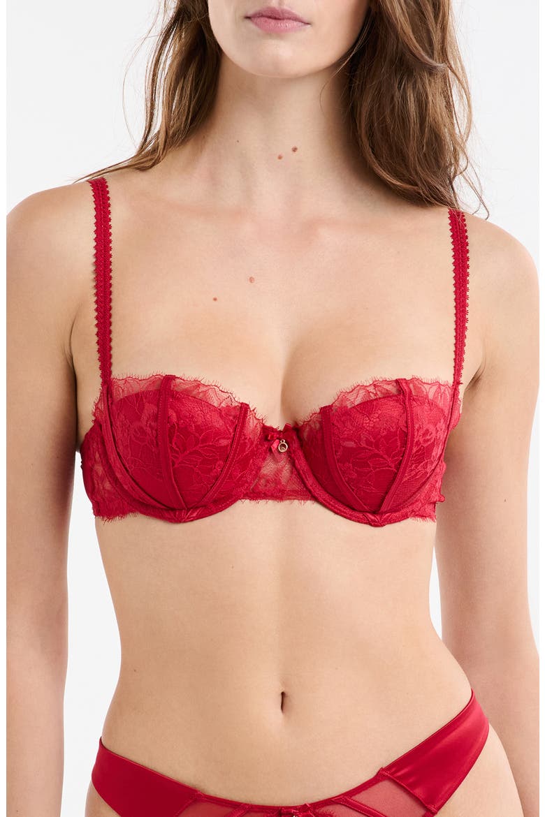 Mascarade Push-Up Balconette Bra, Main, color, RED