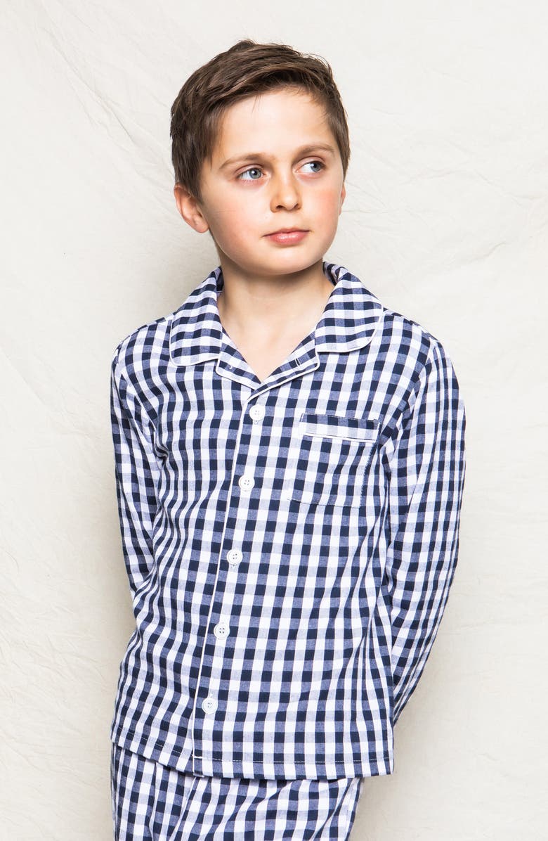 Petite Plume Kids' Gingham Check Flannel Two-Piece Pajamas, Alternate, color, 