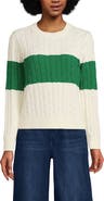 Lands' End Cotton Cable Drifter Crewneck Sweater