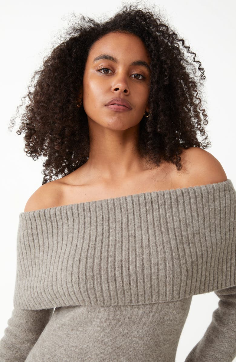 & Other Stories Off the Shoulder Long Sleeve Wool Blend Sweater Minidress, Alternate, color, 