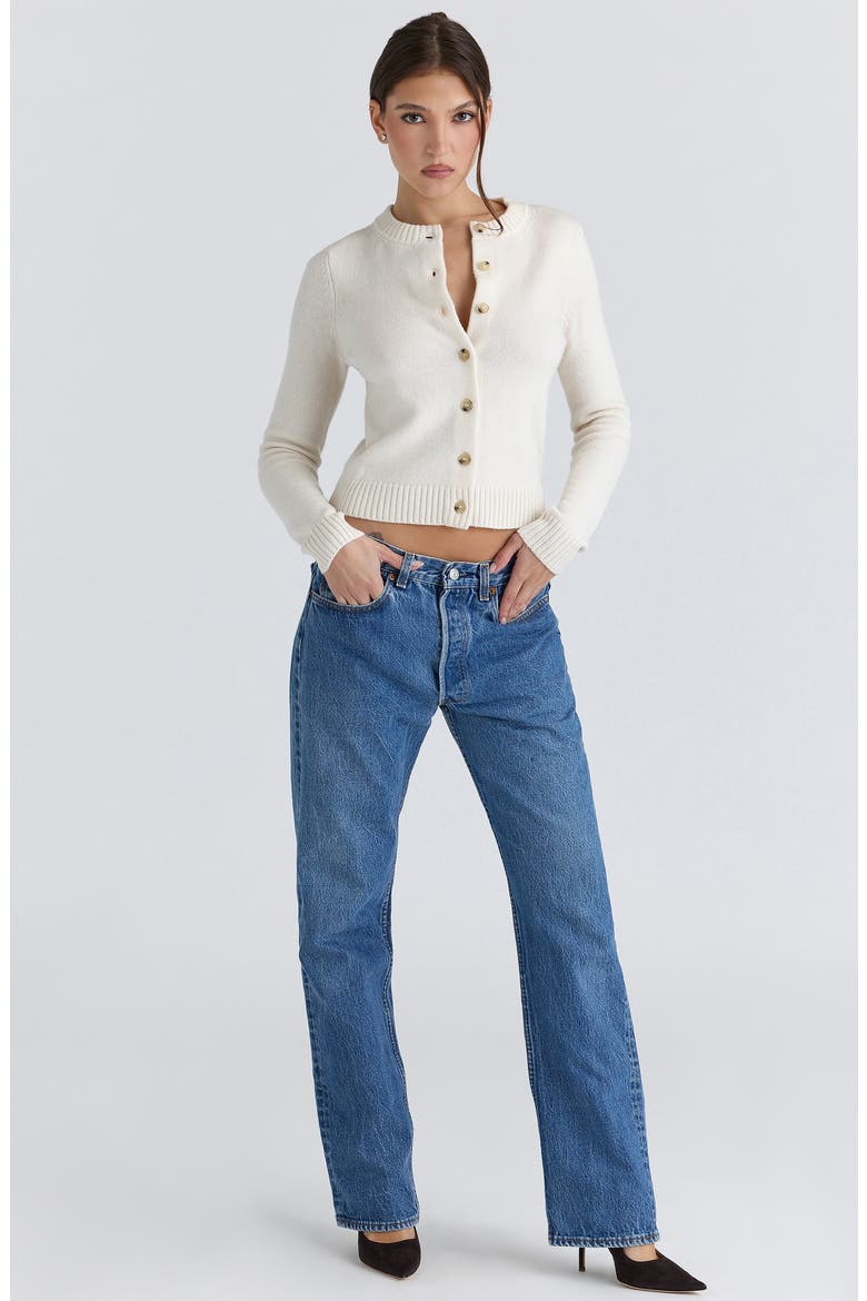 Signature Merino Wool & Cashmere Cardigan, Alternate, color, CREAM