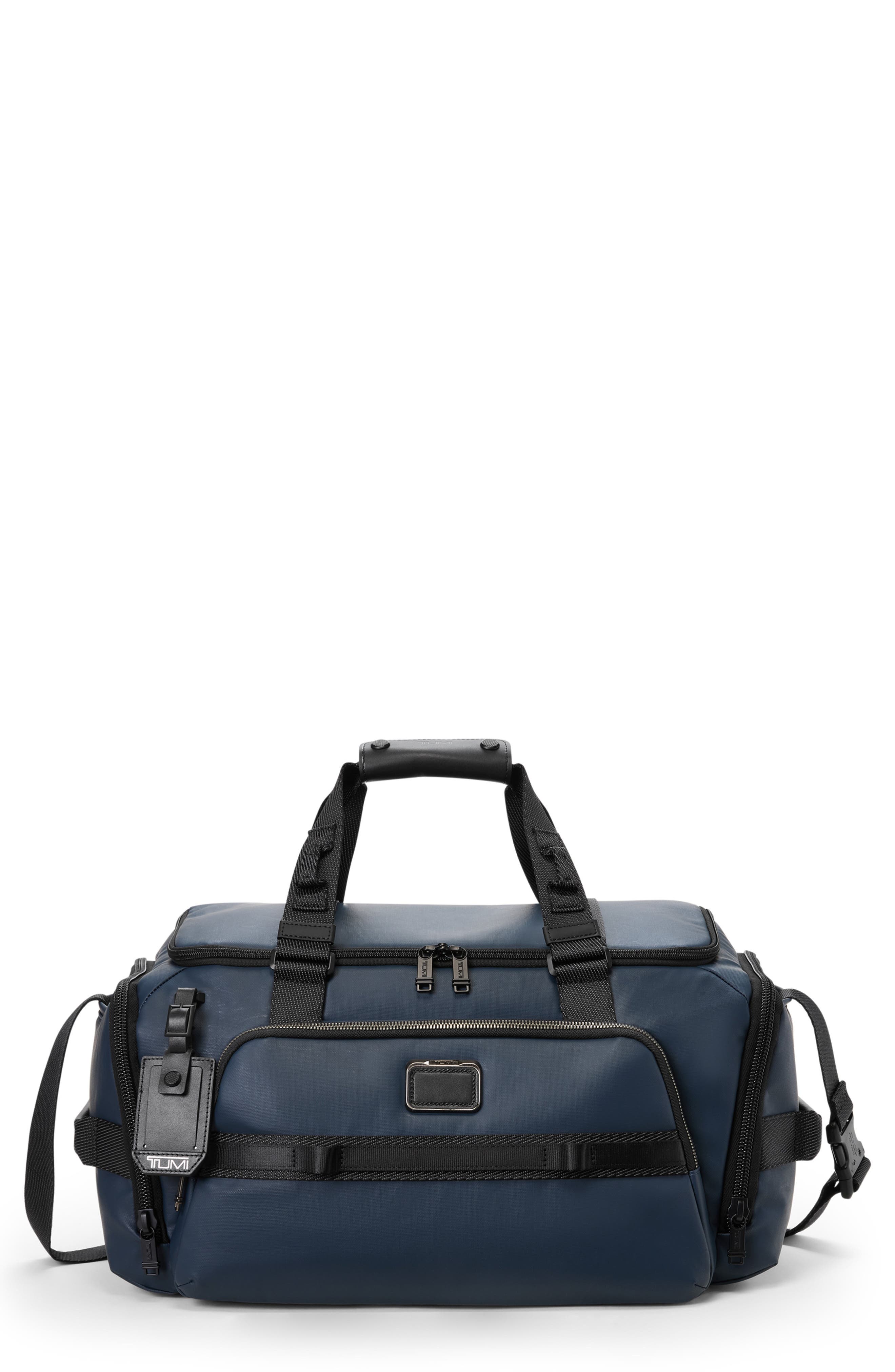 TUMI Mason Duffel Bag, Main, color, Navy Coated Canvas