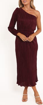 Petal & Pup Pontee Plissé One-Shoulder Midi Dress