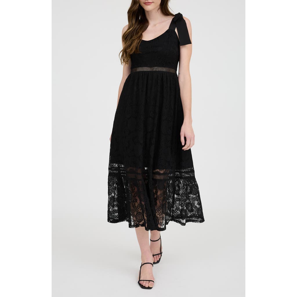 BLU PEPPER BLU PEPPER TIE SHOULDER LACE MIDI DRESS