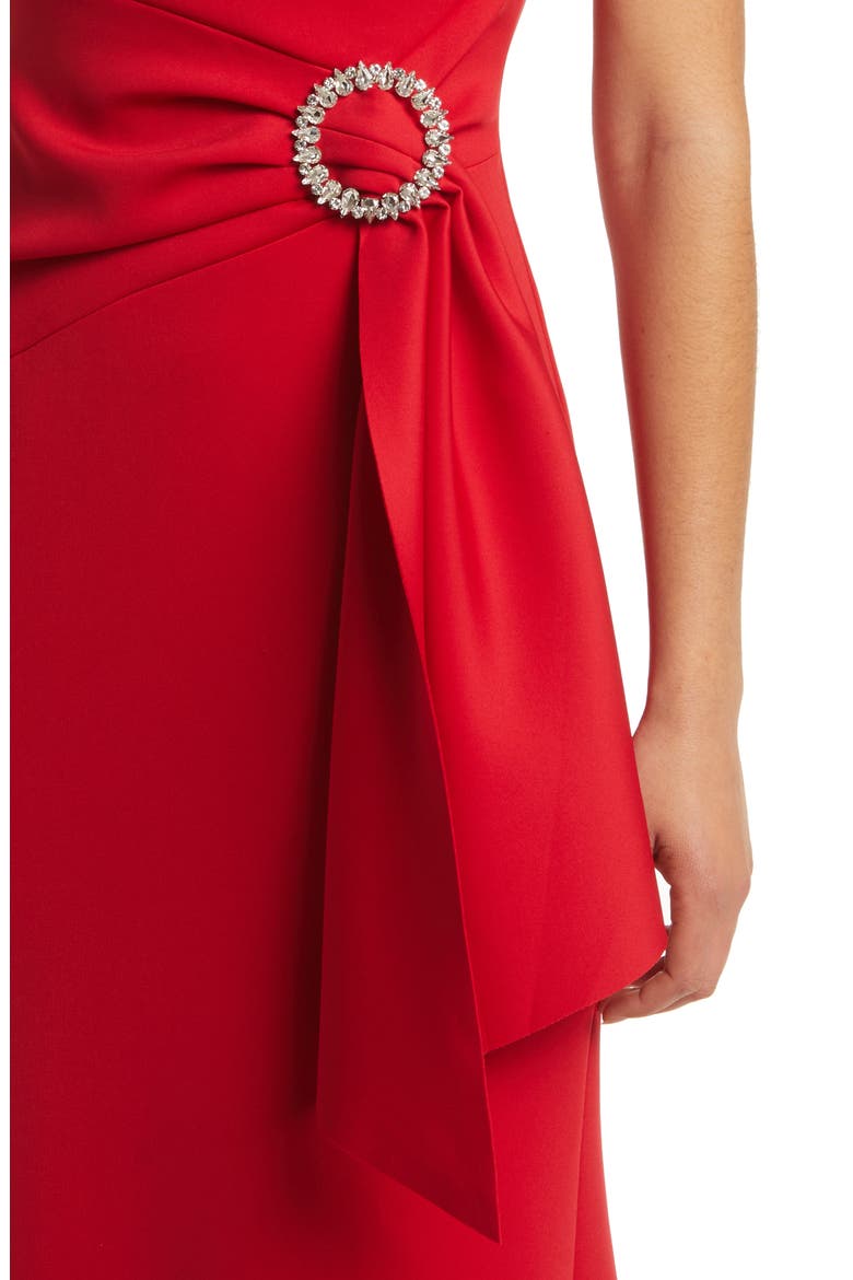 Rhinestone Belt Detail Mermaid Gown, Alternate, color, RED