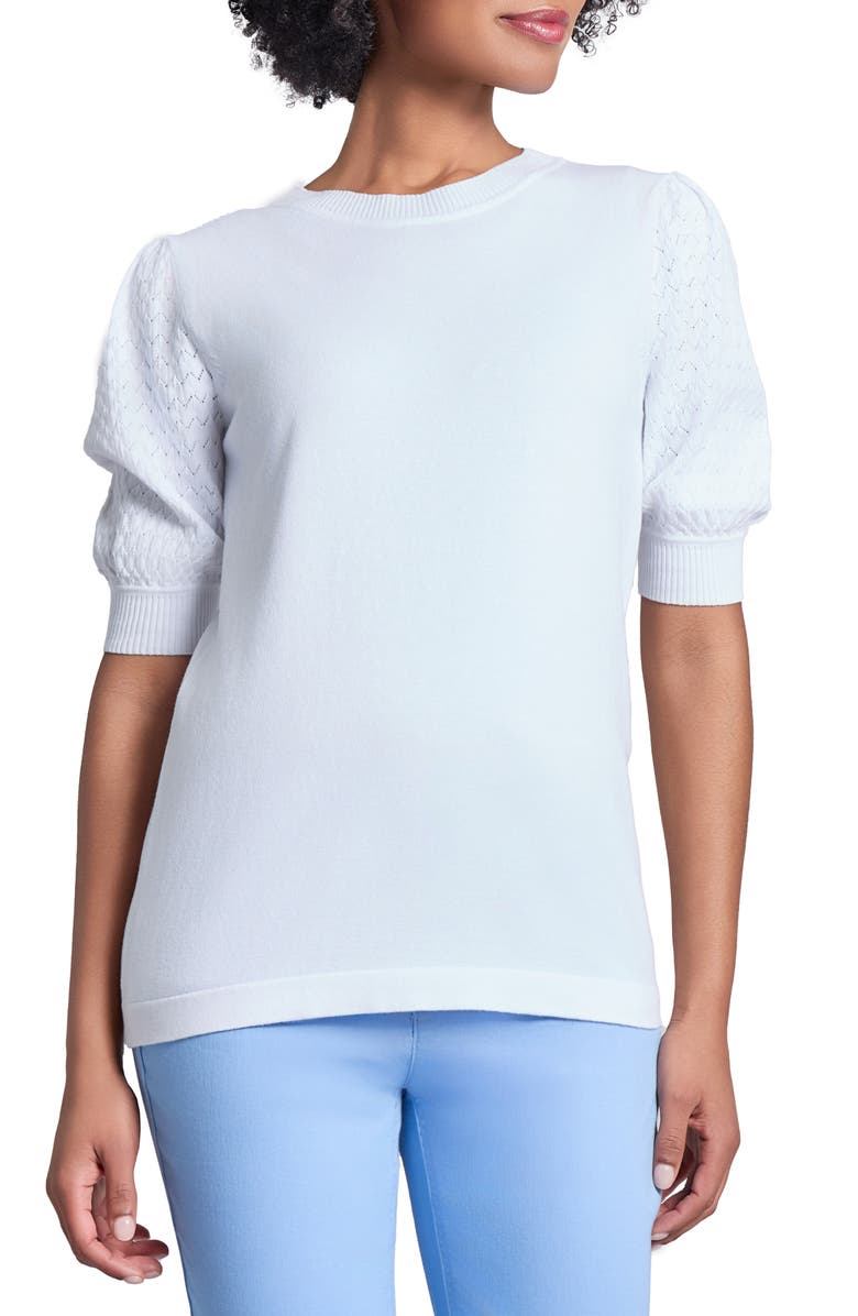 Jones New York Stitch Puff Sleeve Sweater, Main, color, 